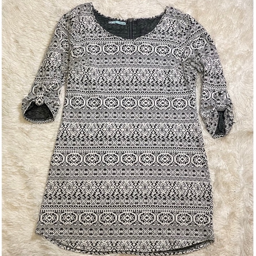 Maurices tunic/dress black/white 3-4 sleeve fitted A-line GUC sz XL